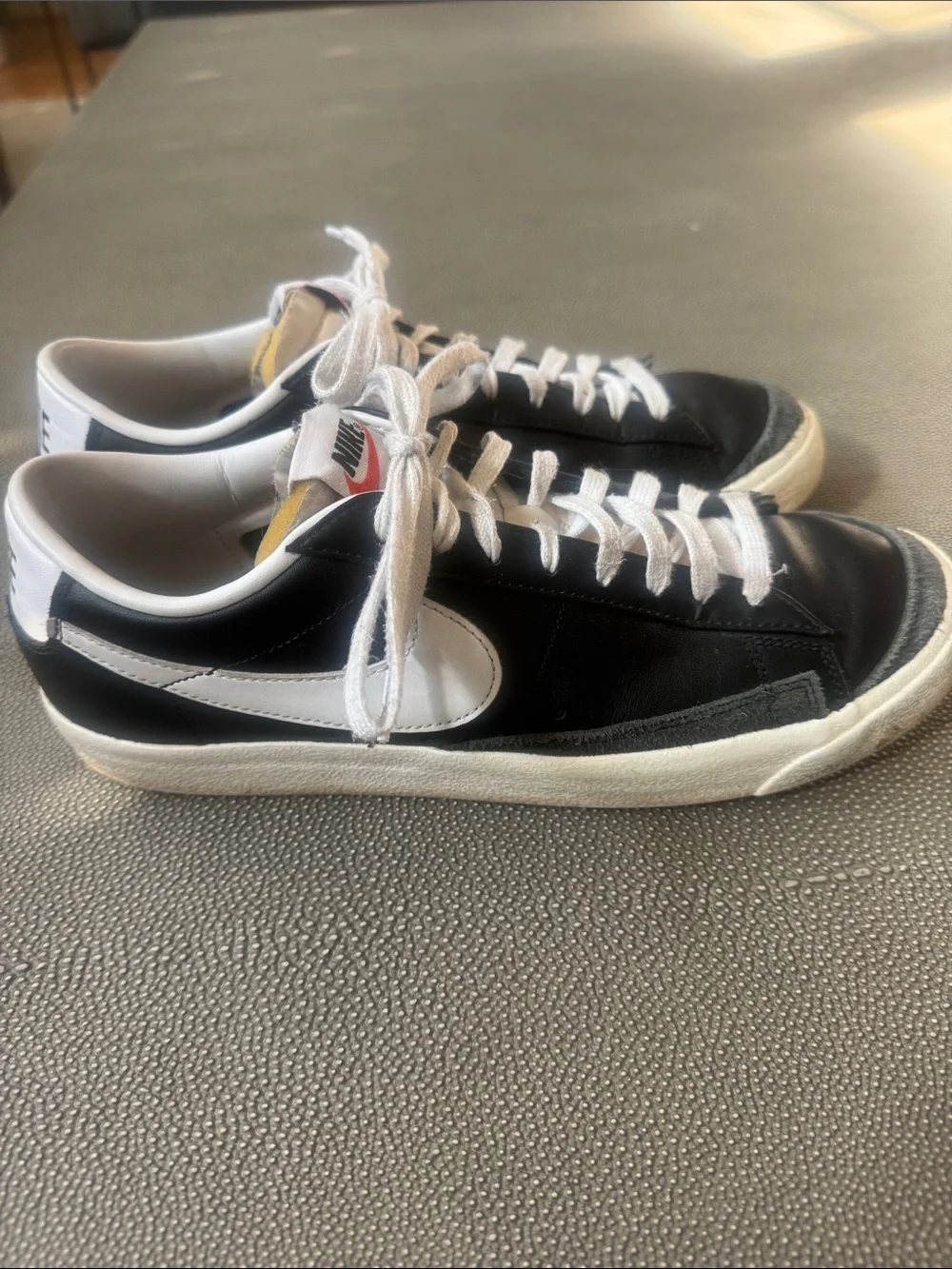 Nike Black and White Low-Top Leather Sneakers